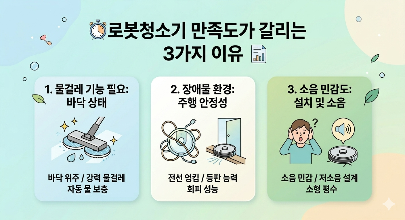 로봇청소기 선택 기준 물걸레 장애물 소음